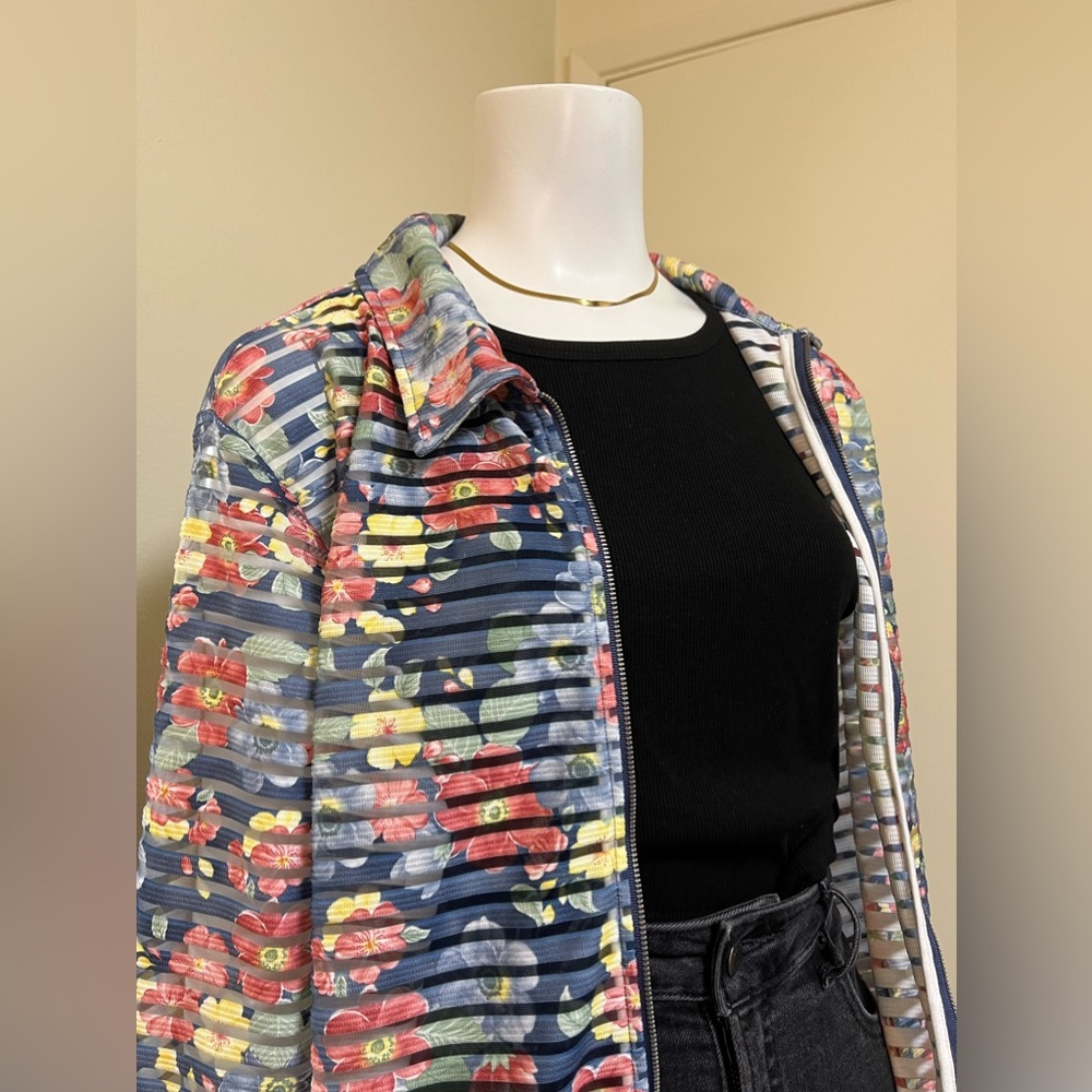 NWOT - Erin London mesh multi pastel colors floral Jacket - Size L